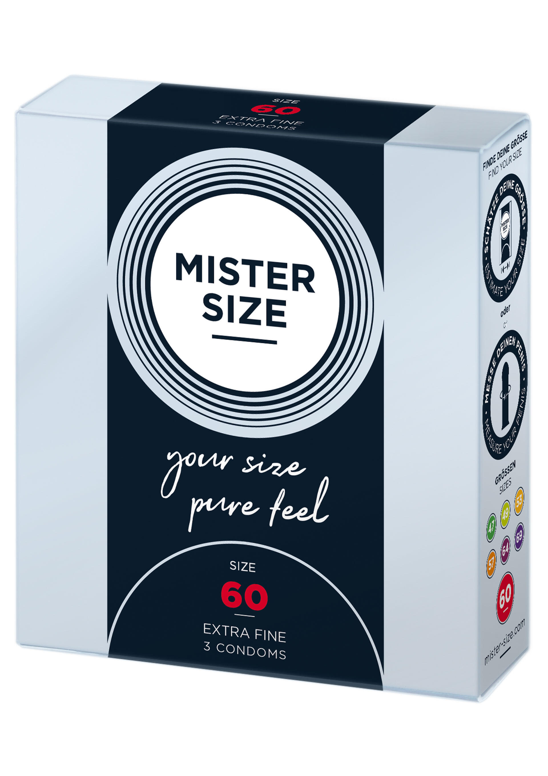 Презервативы ультратонкие Mister Size размер 60, 3 шт