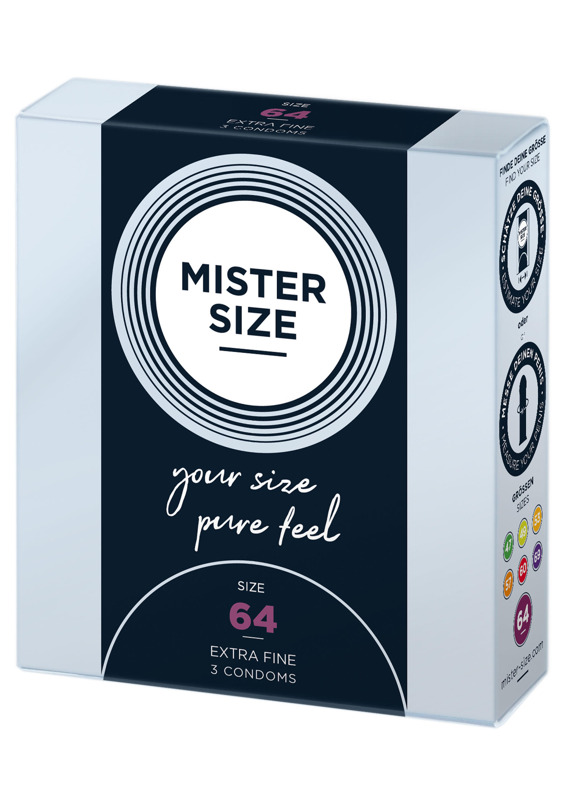 Презервативы ультратонкие Mister Size размер 64, 3 шт