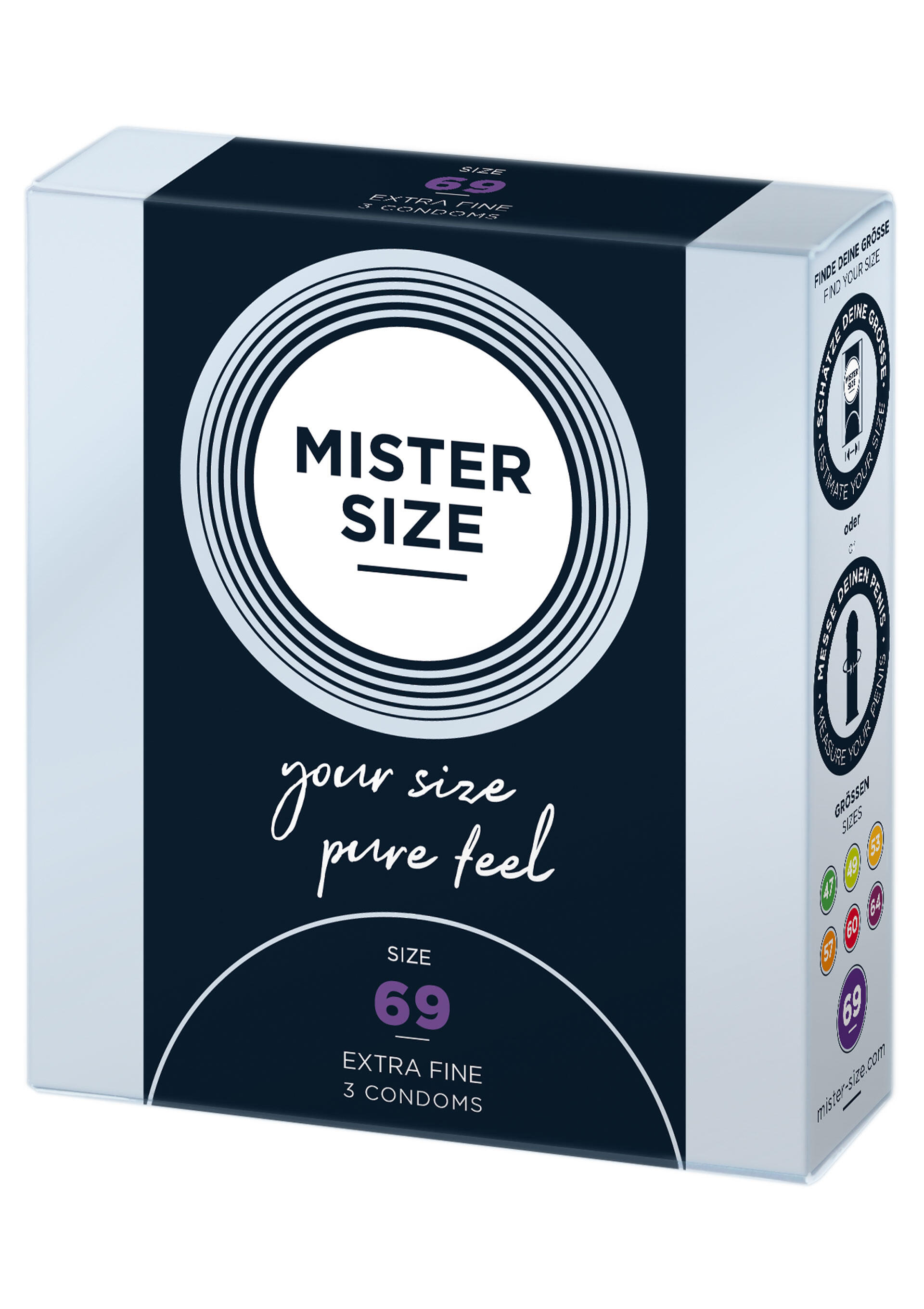 Презервативы ультратонкие Mister Size размер 69, 3 шт