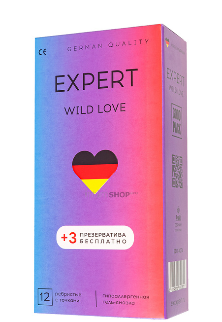 Презервативы ребристые с точками Amor Expert Wild Love, 12 шт + 3 шт - фото 1
