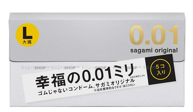 Ультратонкие полиуретановые презервативы Sagami Original 0.01 L-size, 5 шт - фото 1