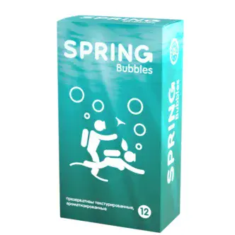 Презервативы рельефные с точками Spring Bubbles, 12 шт