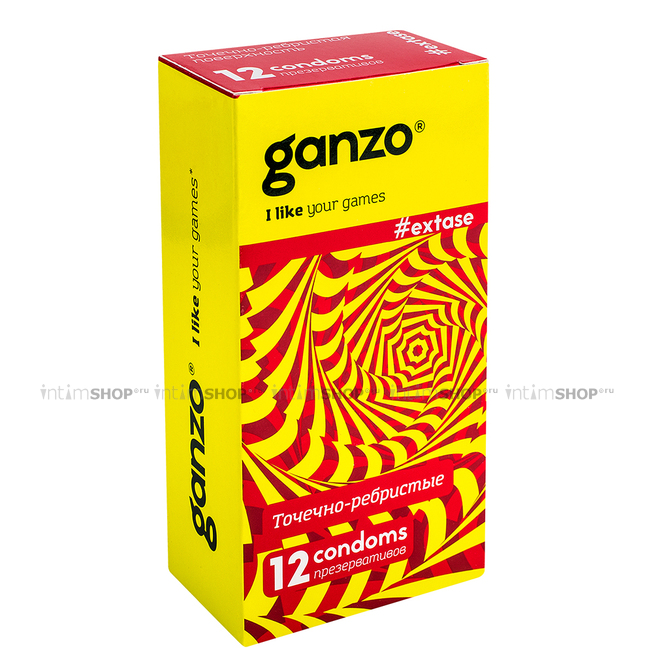 Презервативы точечно-ребристые Ganzo Extase 12 шт