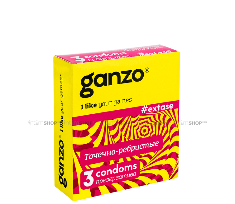 Презервативы точечно-ребристые Ganzo Extase 3 шт