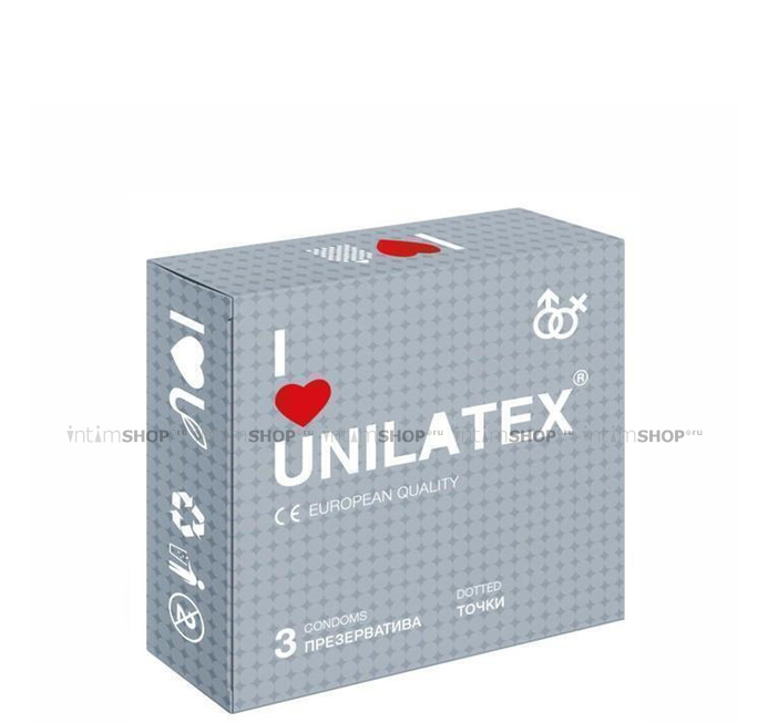 Презервативы рельефные с точками Unilatex, 3 шт