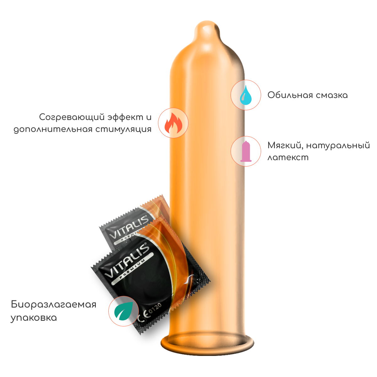 Презервативы с согревающим эффектом Vitalis Premium, 3 шт