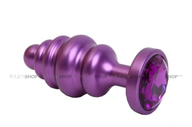 

Анальная пробка ребристая 4sexdream 7.3 см, фиолетовая с фиолетовым кристаллом