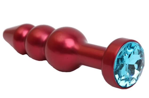 Анальная пробка-елочка 4sexdream, красная с голубым кристаллом