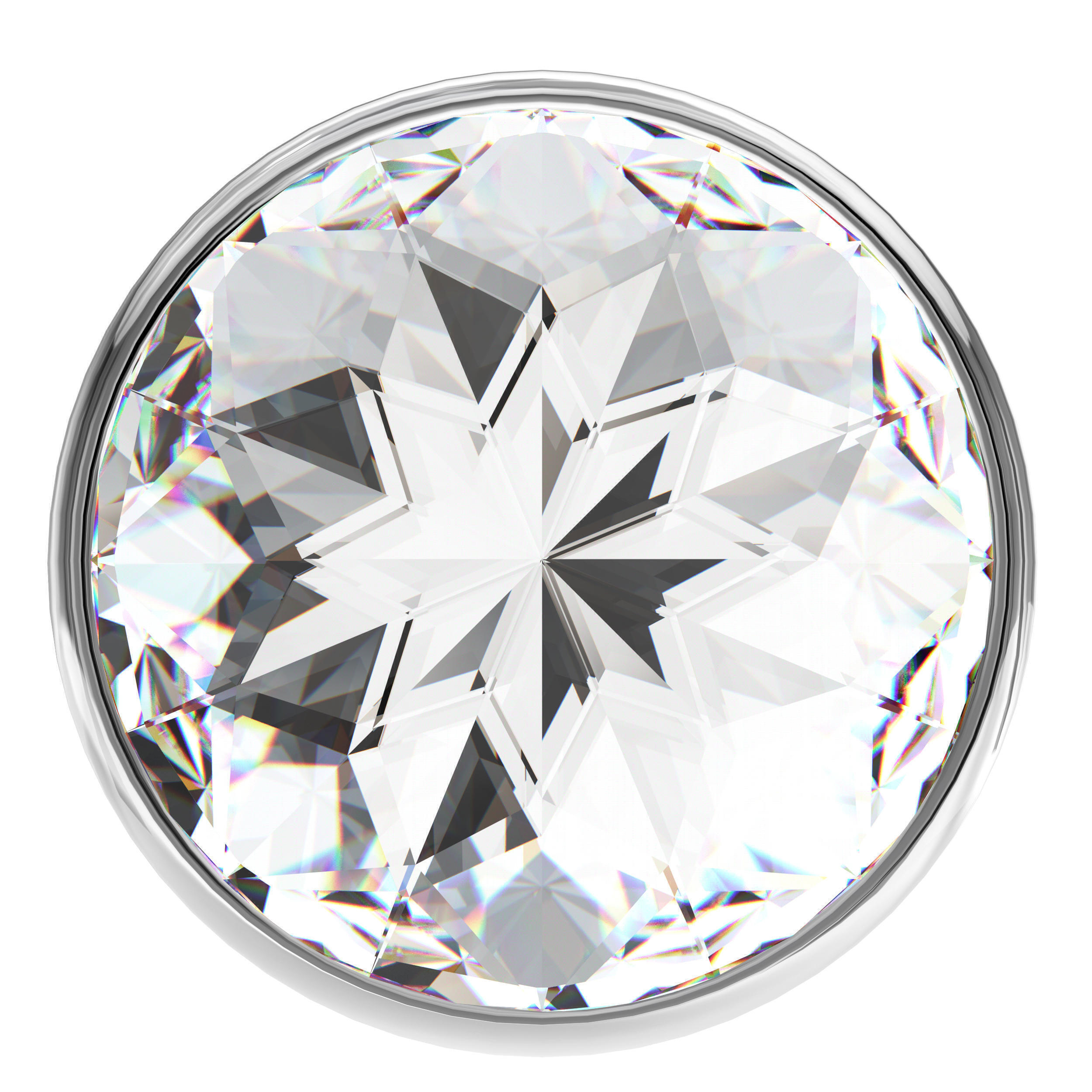 Анальная пробка Lola Games Diamond Sparkle Large, серебристая с бесцветным кристаллом