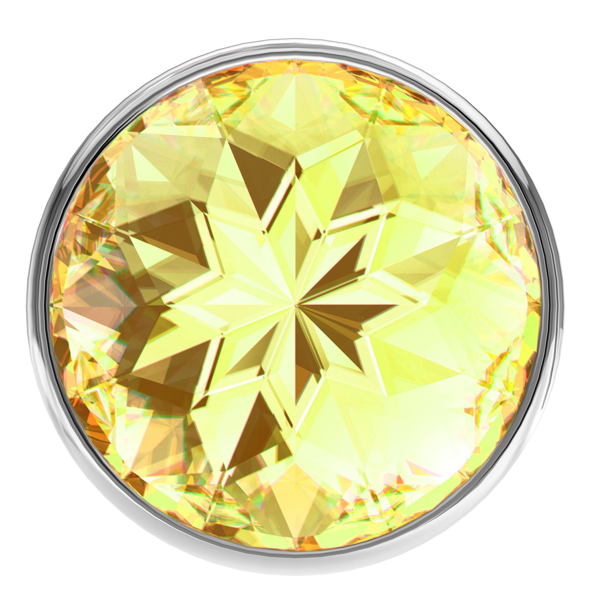 Анальная пробка Lola Games Diamond Sparkle Large, серебристая с жёлтым кристаллом