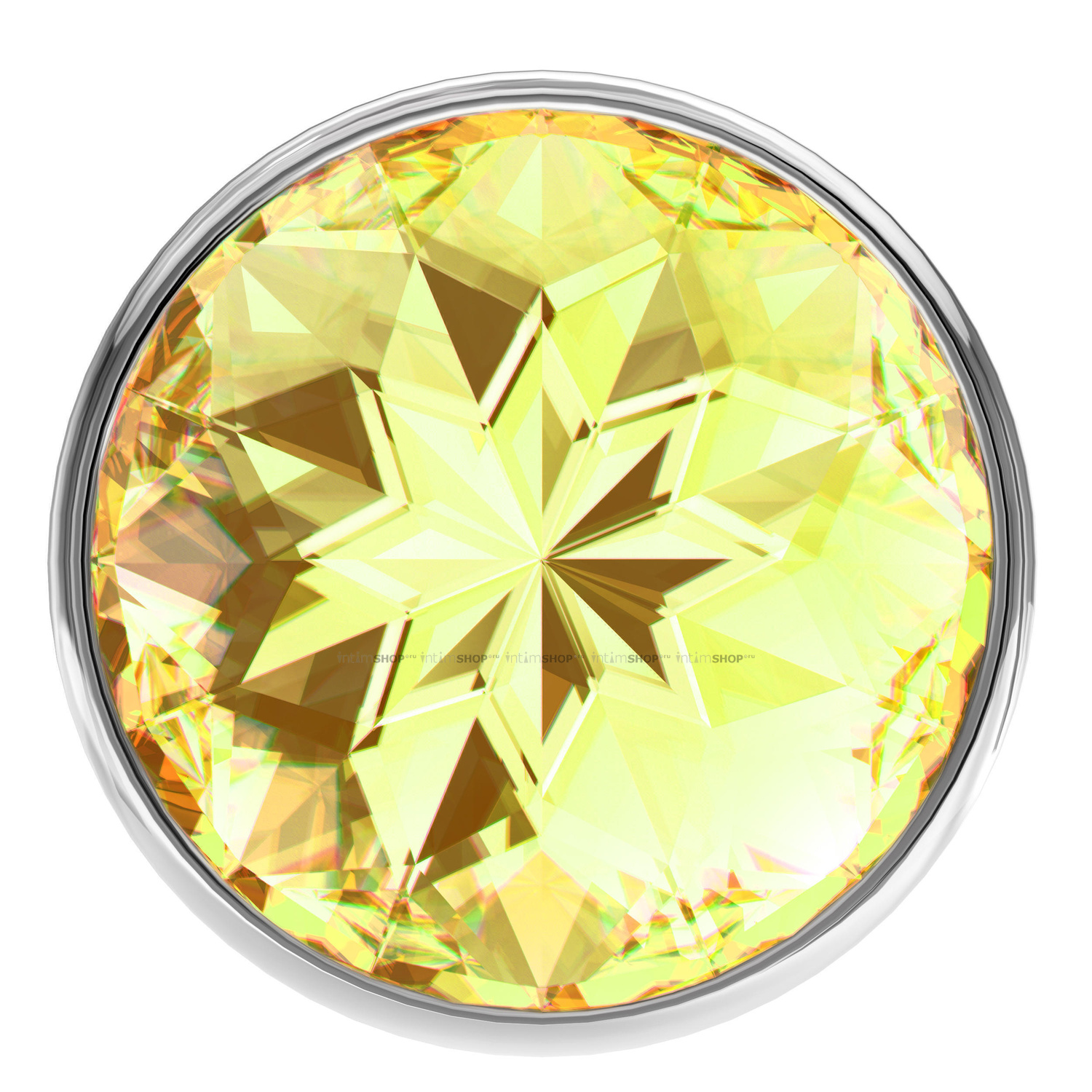 Анальная пробка Lola Toys Sparkle Large, серебристая с жёлтым кристаллом