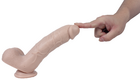 Реалистичный фаллоимитатор Real Basic Toy с мошонкой на присоске 21 см, телесный
