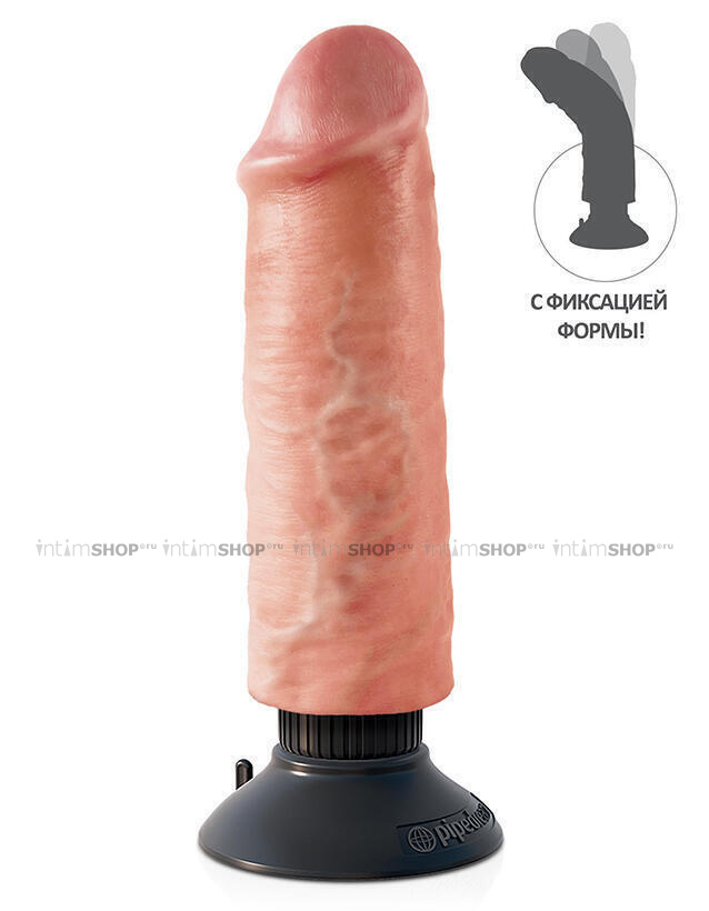 Фаллоимитатор с вибрацией и фиксацией формы PipeDream King Cock 6" на съемной присоске 17.8 см, телесный