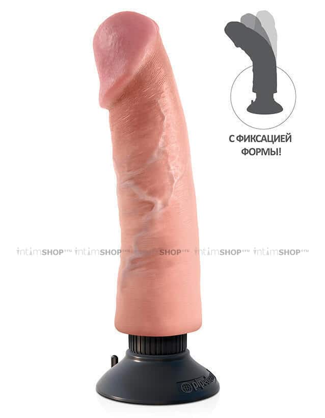 Реалистичный вибратор Pipedream King Cock 9" с фиксацией формы на съемной присоске 22.8 см, телесный