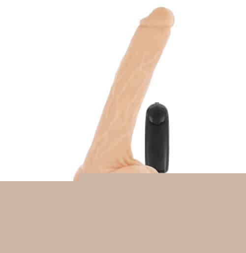 Реалистичный вибратор с мошонкой и пультом DreamLove BaseCock, 20 см, телесный