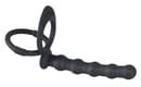 Насадка для двойного проникновения с подхватом мошонки Black Velvets Cock & Ball Ring