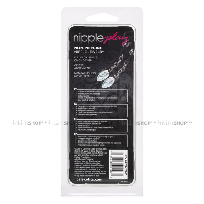 Регулируемые зажимы на соски Nipple Play® Non-Piercing Nipple Jewelry Crystal Teardrop California Exotic Novelties - фото 4