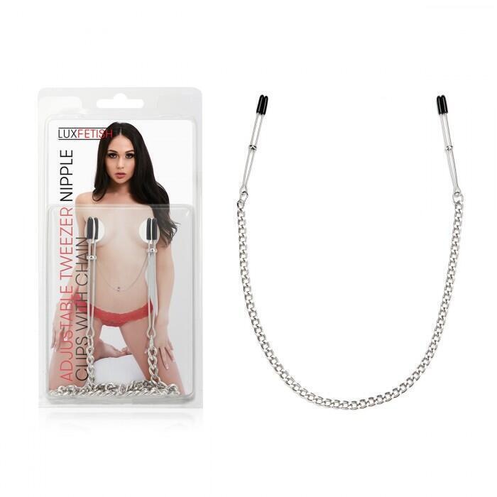 Зажимы-пинцеты на соски с цепочкой Lux Fetish, серебристый