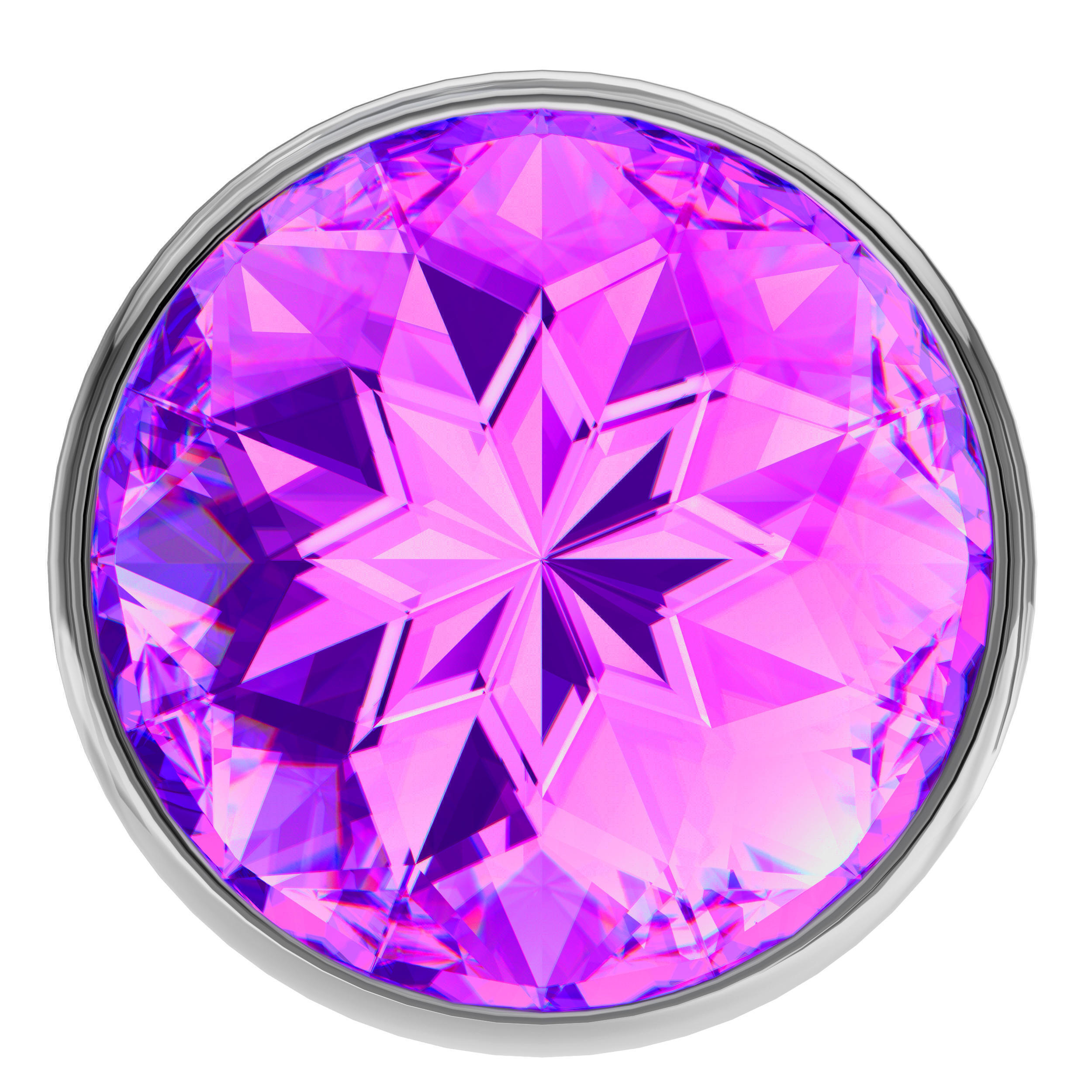 Анальная пробка Lola Toys Sparkle Large, серебристая с фиолетовым кристаллом