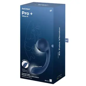 Вибратор с вакуумно-волновым стимулятором клитора и точки G Satisfyer Pro+ Wave 4, синий 