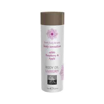 Съедобное масло для тела Shiatsu Luxury body oil  Малина и яблоко, 75 мл