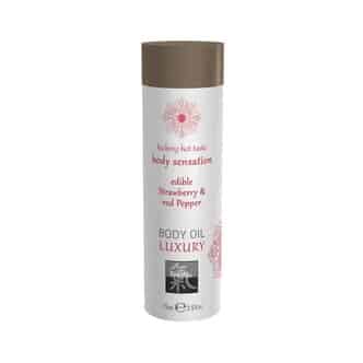 Съедобное масло для тела Shiatsu Luxury body oil Клубника и Красный перец, 75 мл