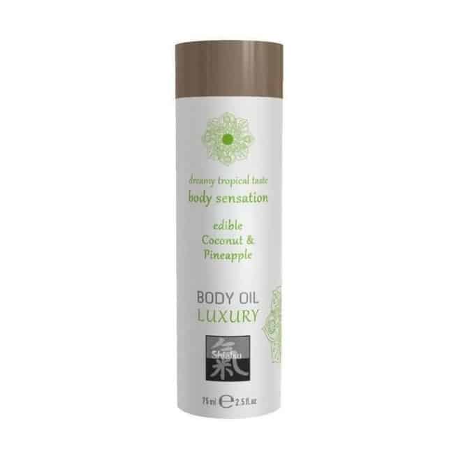 Съедобное масло для тела Shiatsu Luxury body oil Кокос и Ананас, 75 мл