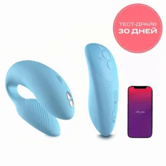 Сенсорный вибромассажер для пар We-Vibe Chorus с пультом ДУ, голубой