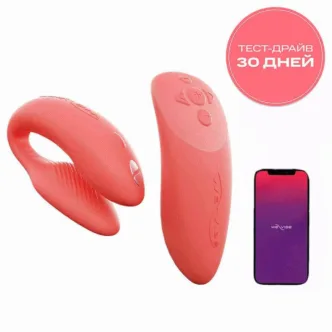 Сенсорный вибромассажер для пар We-Vibe Chorus с пультом ДУ, коралловый