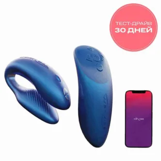 Сенсорный вибромассажер для пар We-Vibe Chorus с пультом ДУ, синий