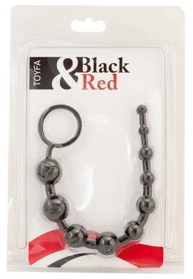 Шарики анальные цепочка ToyFa Black and Red Beads, черные