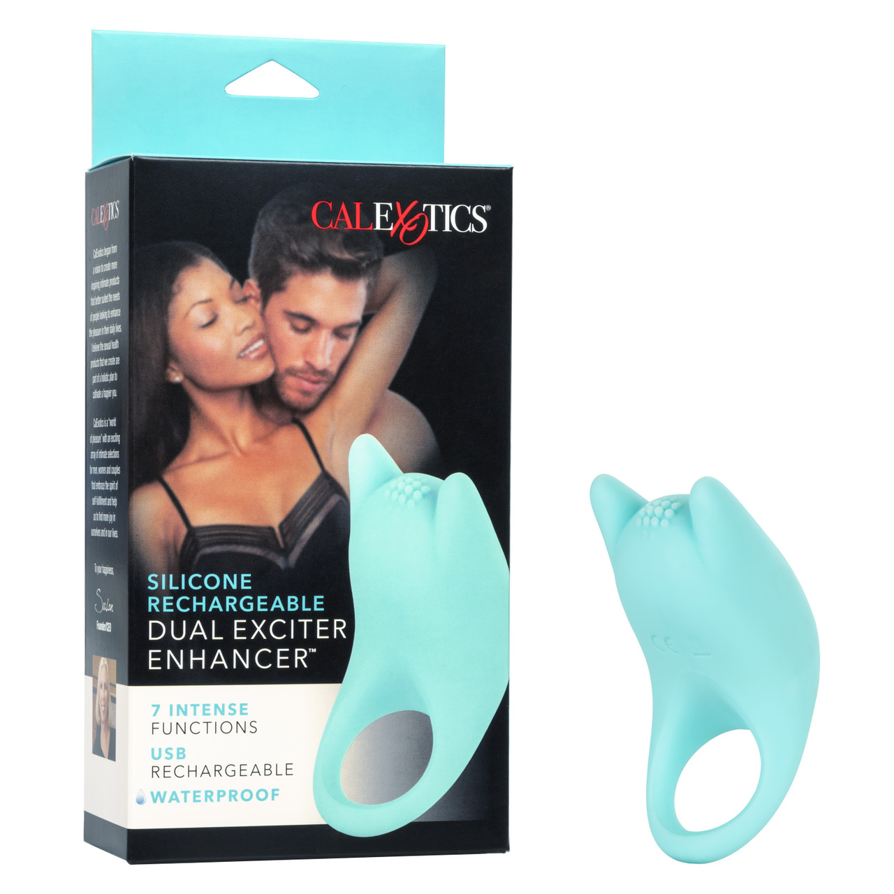 Виброкольцо CalExotics Dual Exciter Enhancer Rechargeable, бирюзовое