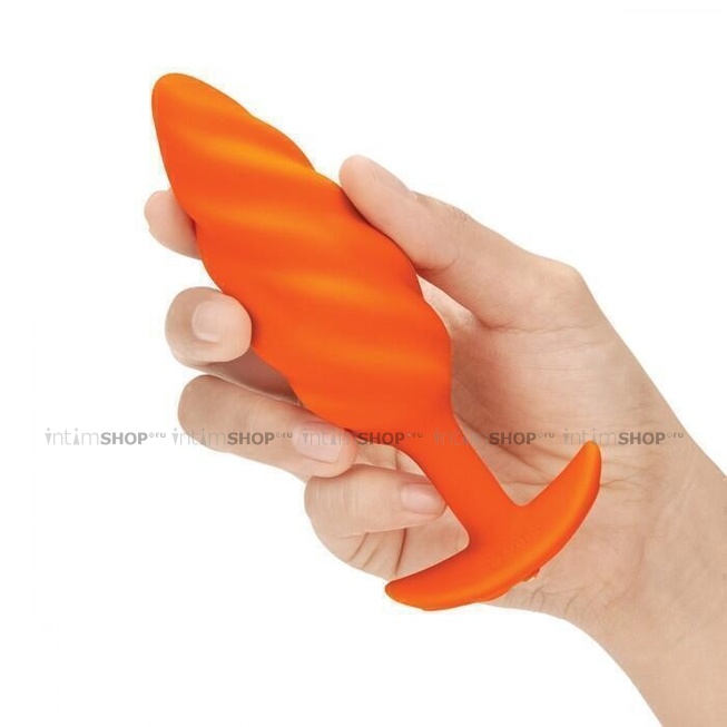 фото Анальная вибропробка b-Vibe Swirl для ношения, оранжевый