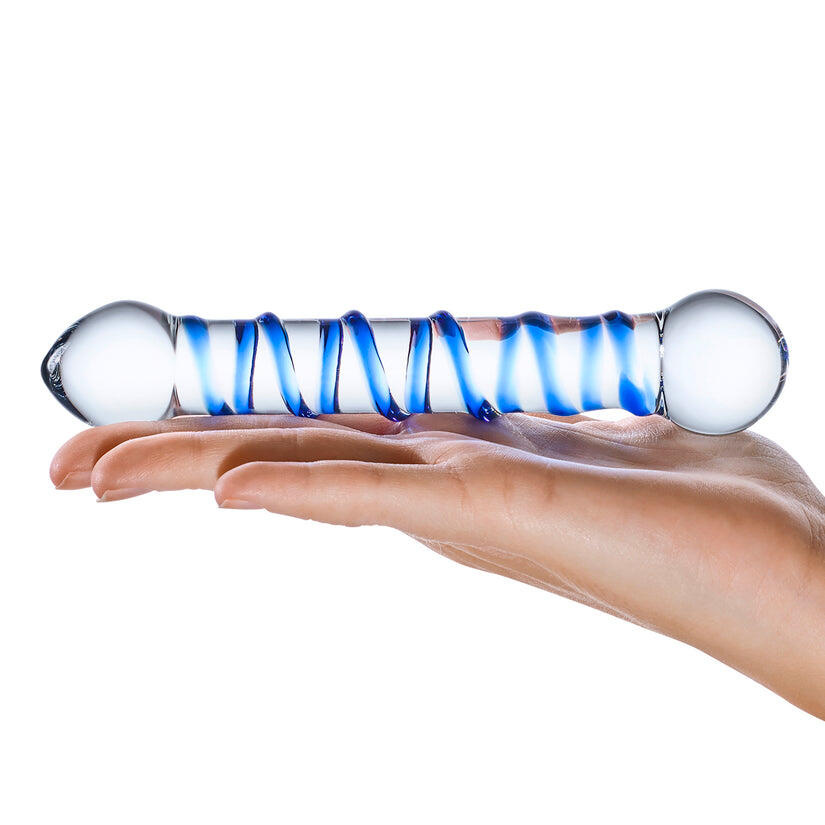 Стеклянный стимулятор Glas Spiral 17 см, голубой