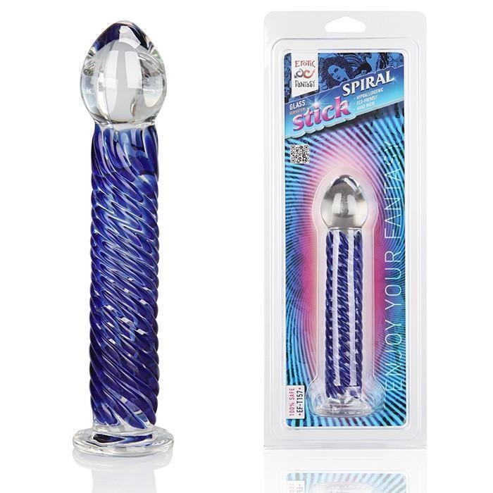 Стеклянный стимулятор Erotic Fantasy Spiral Stick, синий