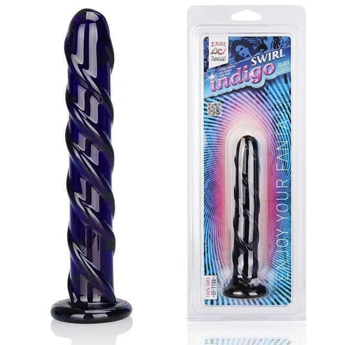 Стимулятор Erotic Fantasy Swirl Indigo из стекла, синий