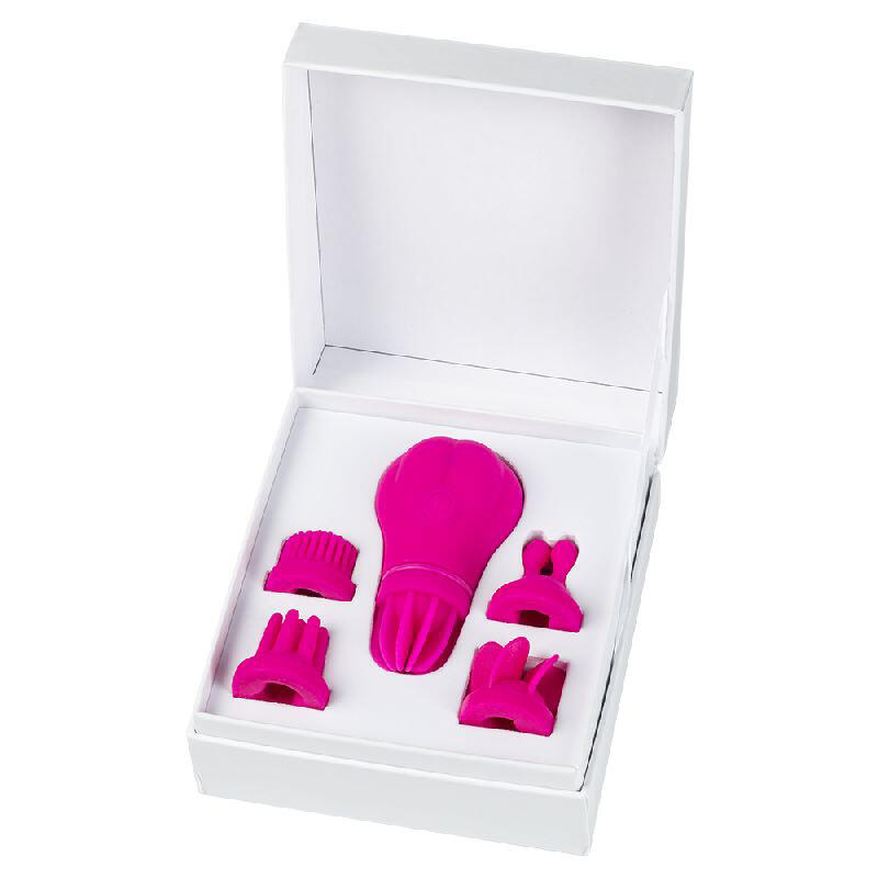 Вибростимулятор клитора и интимных зон Adrien Lastic Caress с 5 насадками, розовый 