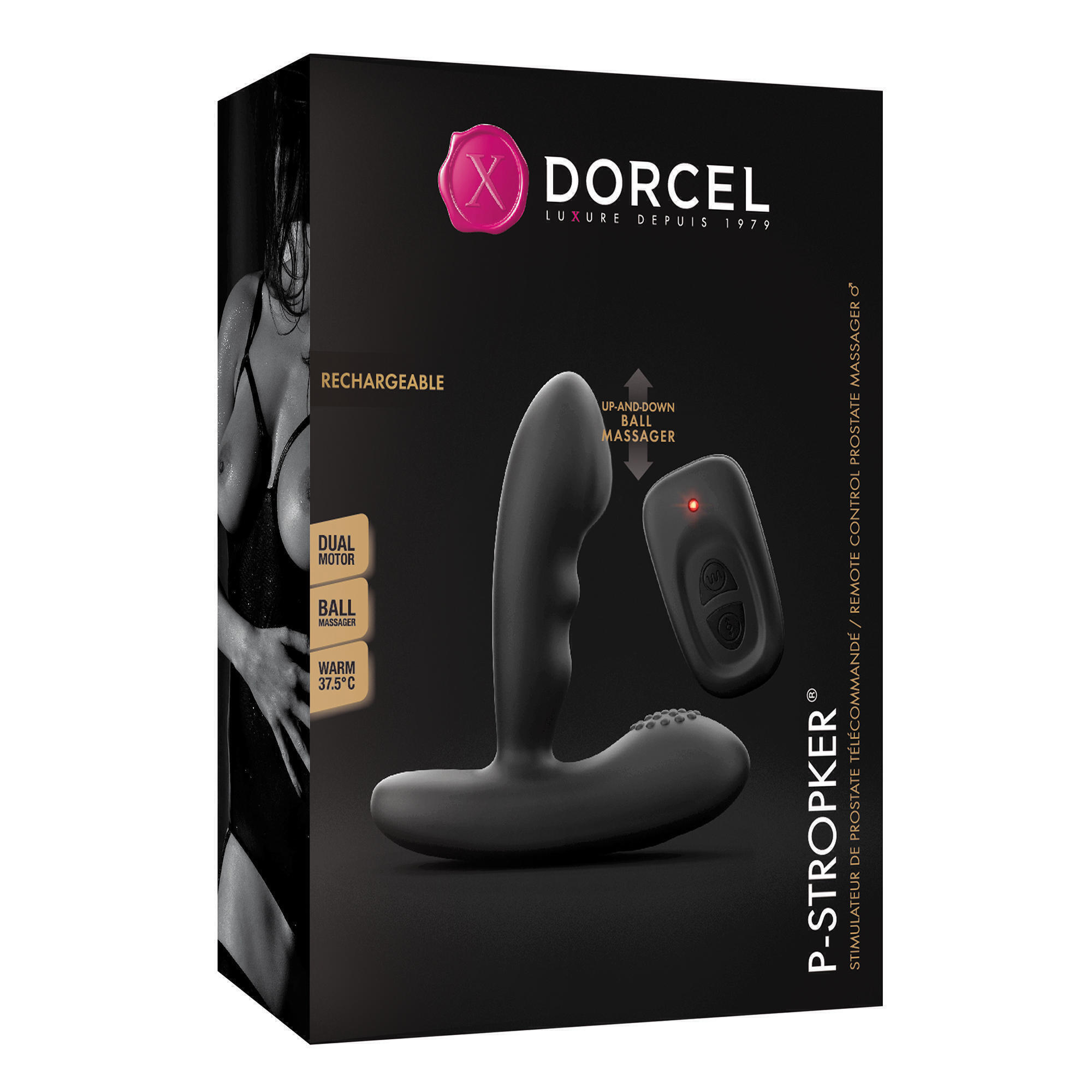 Стимулятор простаты с плавающим шариком Dorcel P-Stroker  с нагревом и пультом ДУ, чёрный