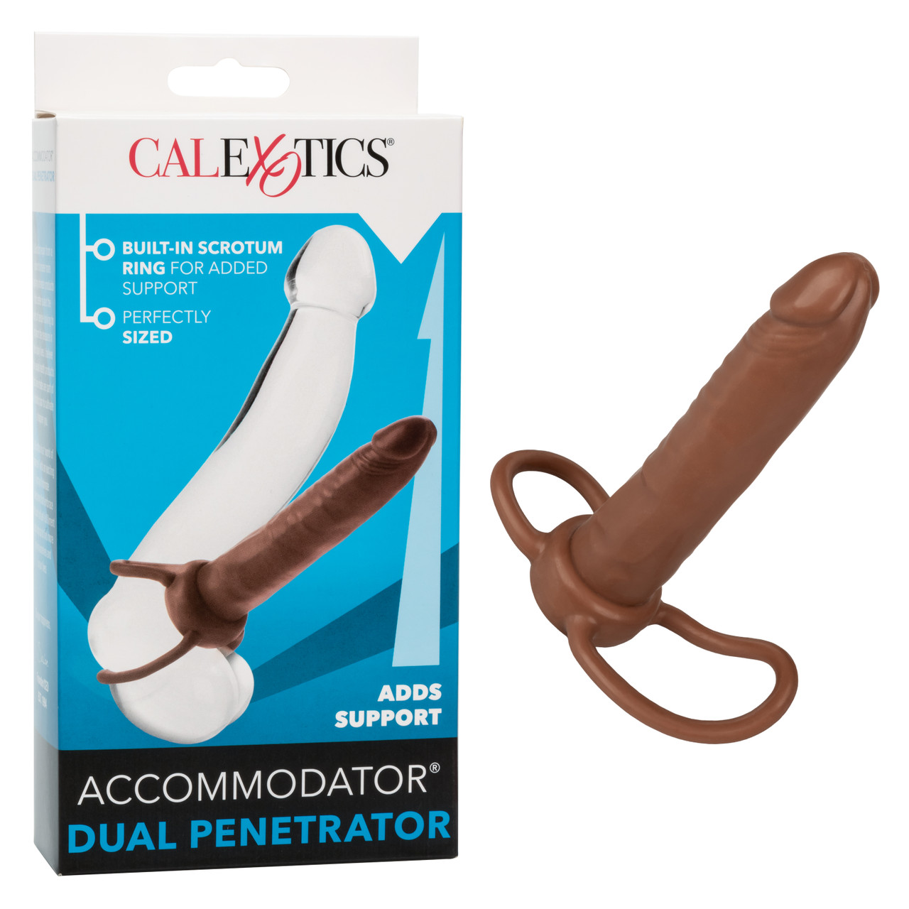 Насадка на пенис для двойного проникновения CalExotics Accommodator, коричневая