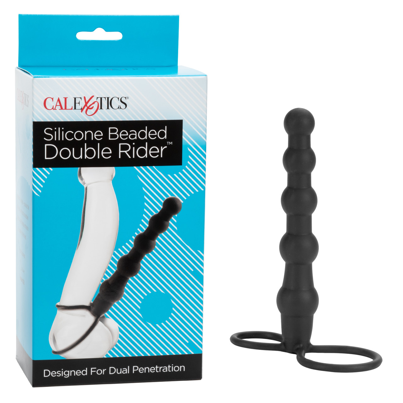 Насадка на пенис для двойного проникновения CalExotics Beaded Double Rider, черная