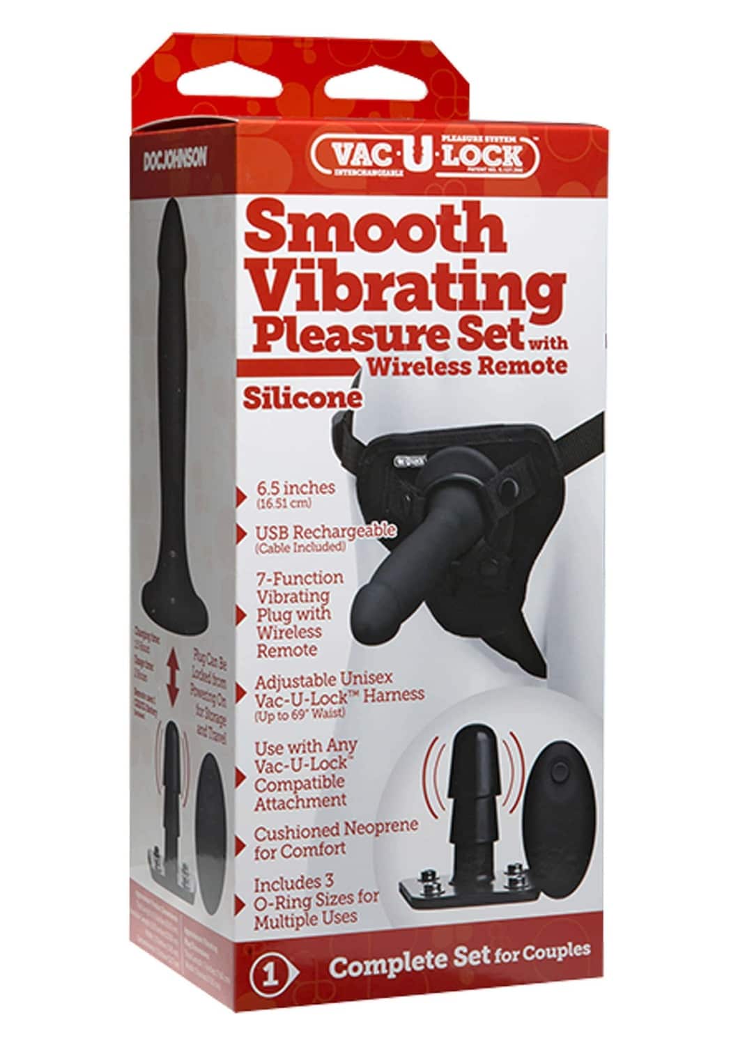 Вибрострапон на трусиках Doc Johnson с пультом ДУ Smooth Vibrating Pleasure, черный