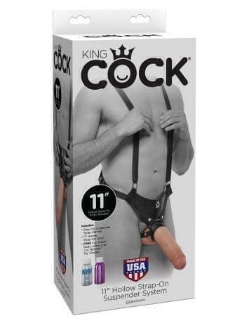 Страпон полый PipeDream King Cock Hollow Strap On Suspender System с насадкой, телесный