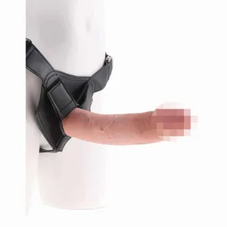 Страпон Pipedream King Cock Harness со съемной насадкой, 23,5 см, телесный