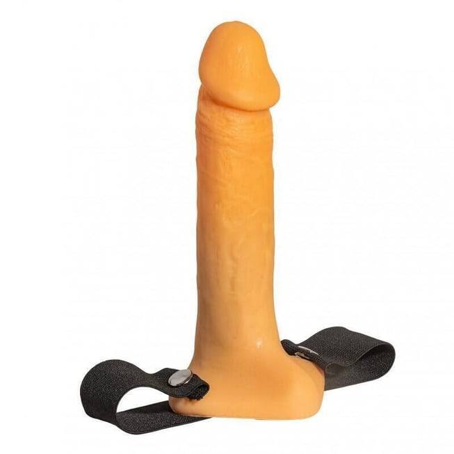 Страпон полый Джага-Джага №2 с удлиненными ремнями 18 см, телесный