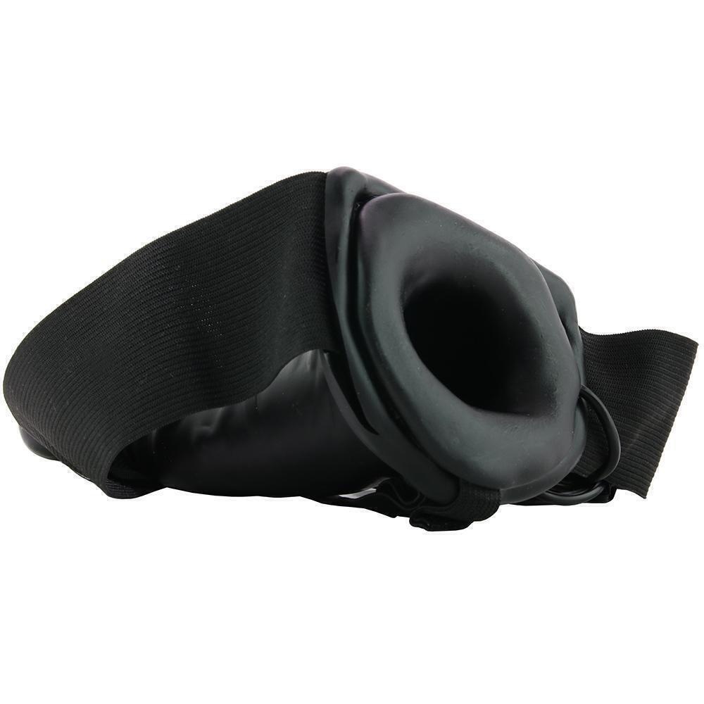 Страпон полый Lux Fetish Unisex Vibrating Hollow Strap-On с вибрацией, черный