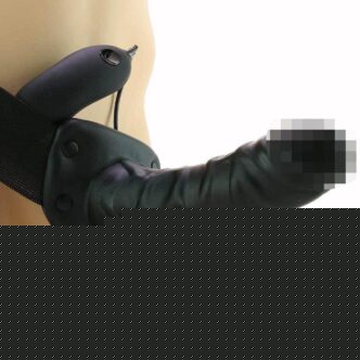 Страпон полый Lux Fetish Unisex Vibrating Hollow Strap-On с вибрацией, черный