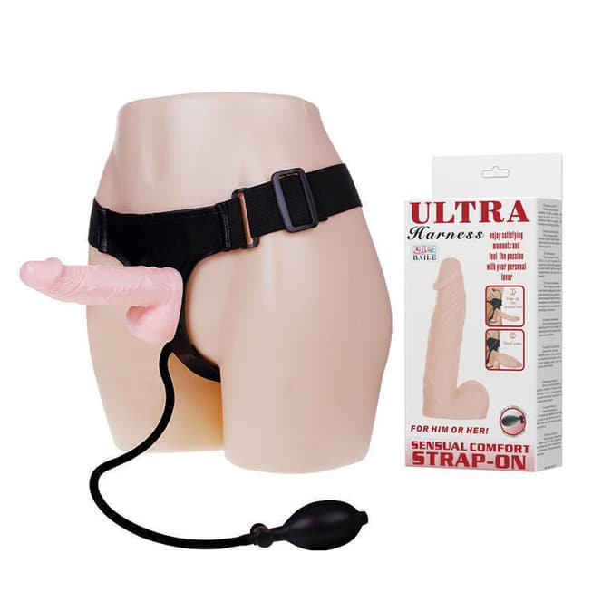 Страпон с подкачкой Utlra Harness Baile, телесный от IntimShop