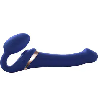 Страпон с вибрацией и вакуумной стимуляцией Strap-on-me Multi Orgasm с ДУ L, синий