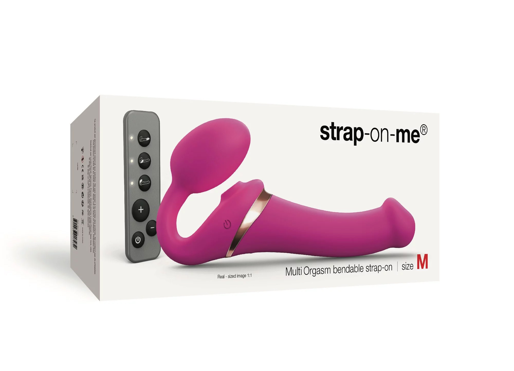 Страпон с вибрацией и вакуумной стимуляцией Strap-on-me Multi Orgasm с ДУ M, розовый