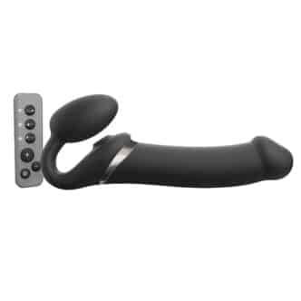 Страпон с вибрацией и вакуумной стимуляцией Strap-on-me Multi Orgasm с ДУ XL, чёрный